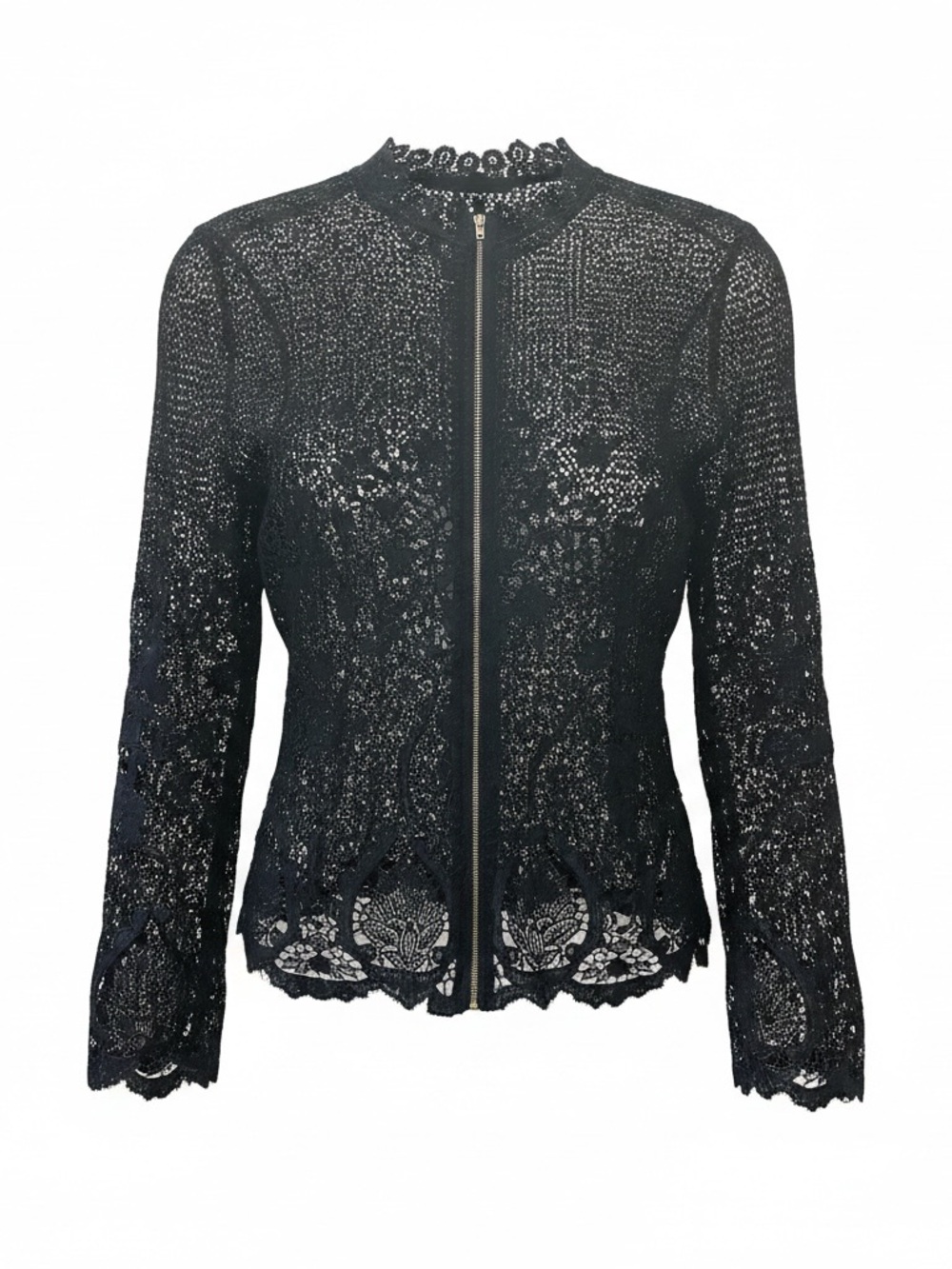 Sheer Black Lace Capelet Top